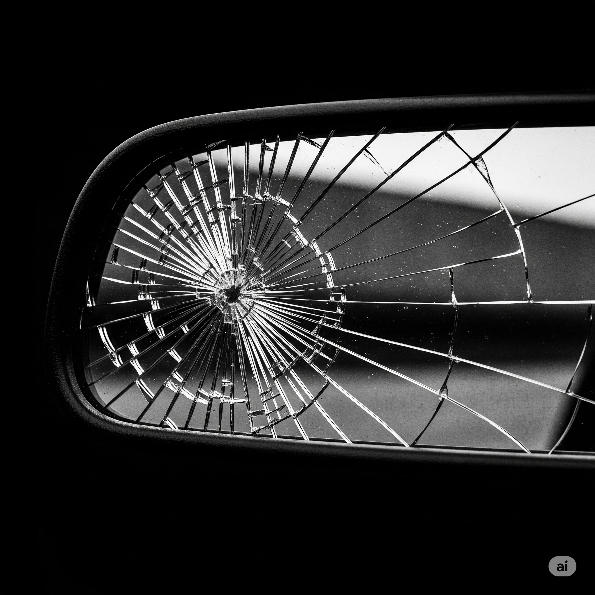 Espejo retrovisor de carro roto